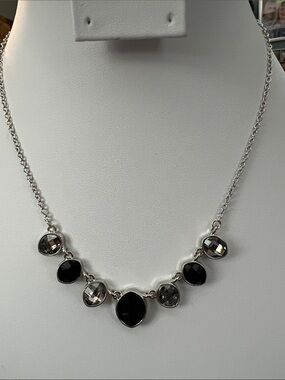 Paparazzi Silver Tone Black and Gray Stone Necklace - Women Jewelry